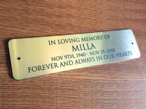 Bench memorial plaque - long size 8"x2"