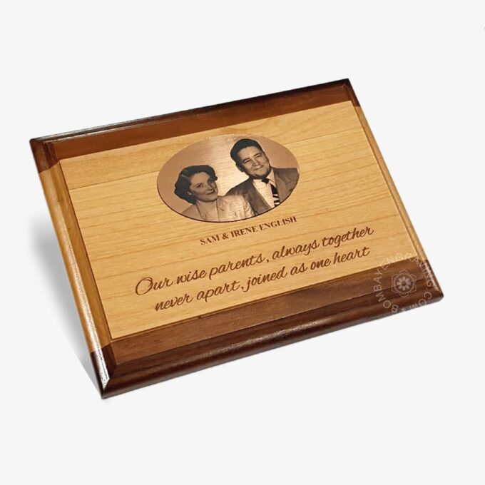 Wooden memorial plaque