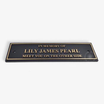 Memorial bench plaque in anodized aluminum | Bombay Engraving